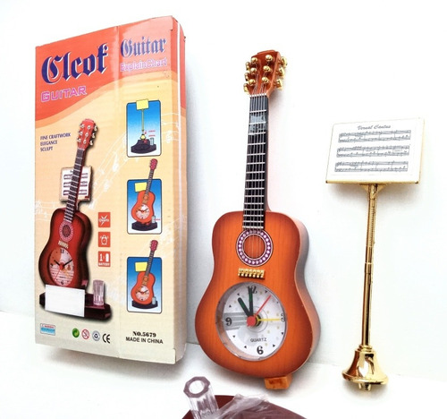 Reloj De Mesa Alarma ,  Análogo Agujas , Modelo Guitarra 