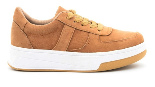 Imagen 2 de 6 de Zapatillas Cuero Combinada Urbanas Sneakers Plataforma Mujer