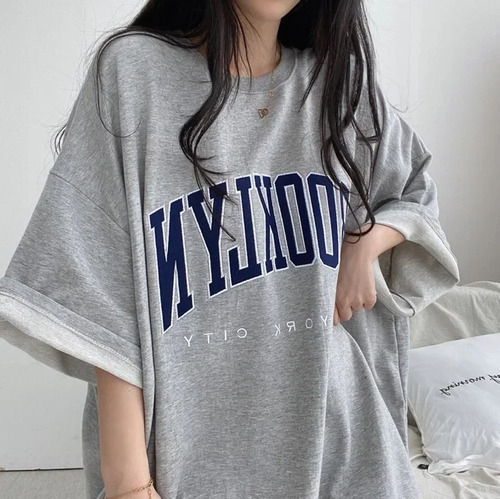 Camiseta Holgada De Algodón De Manga Corta De Estilo Coreano