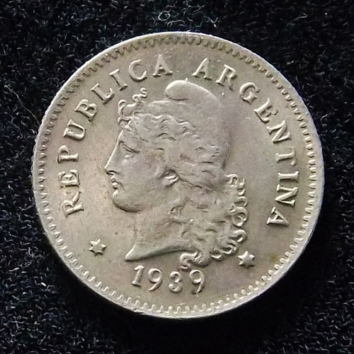 Argentina 10 Centavos 1939 Sin Circular Cj 126