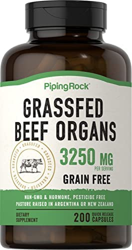 Piping Rock Grass Fed Beef Órgãos 3250 Mg | 200 Cápsulas | S