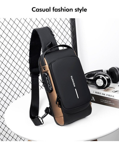 Bolsa Deportiva Antirrobo For Hombre Con Carga Usb