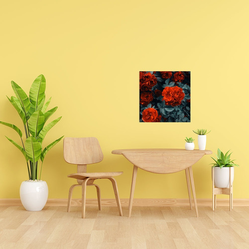Cuadro Decorativo Canvas Flores De Petalos Rojos 30x30cm