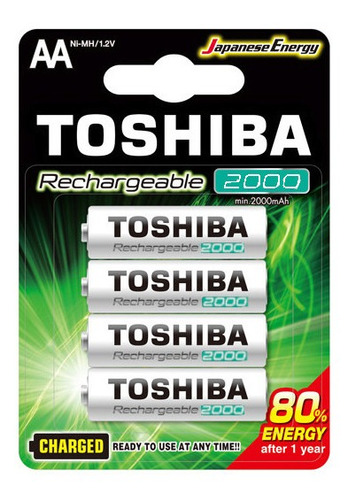 Pilas Recargables Toshiba Aa 2000mah 1.2v Blister X4u.