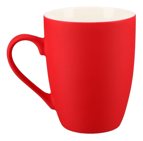 Taza De Cerámica Con Acabado Rubber, Capacidad. 400 Ml Color Rojo