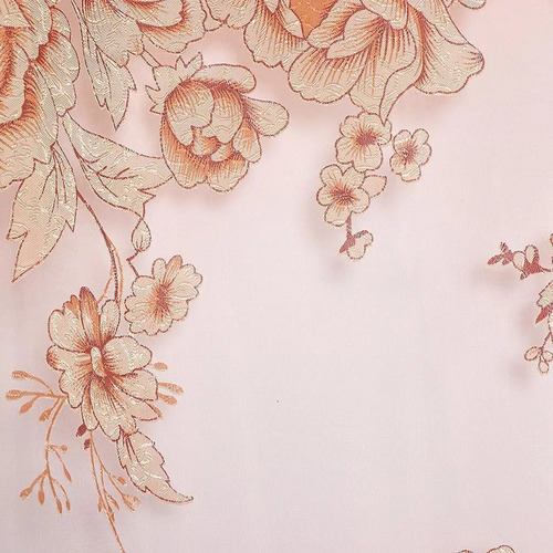 Cortina Con Diseño De Flores, 150 X 250 Cm, Color Café