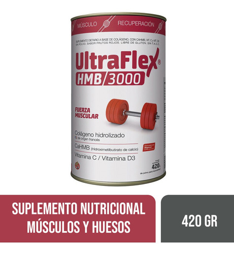 Suplemento En Polvo Ultraflex Hmb/3000 Colágeno Frutos Rojos