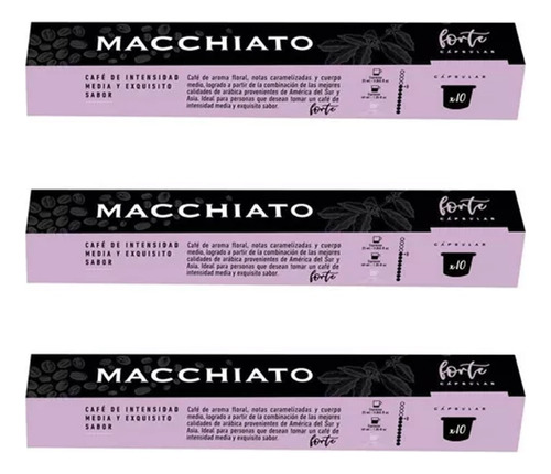 Capsulas Cafe Macchiato Nespresso Forte X10u Pack X3