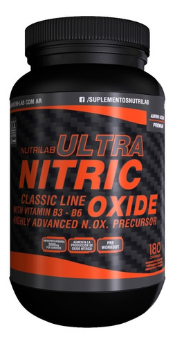 Nitric Oxide Ultra Potenciador Nutrilab Testo X 180 Comp. Sabor Neutro