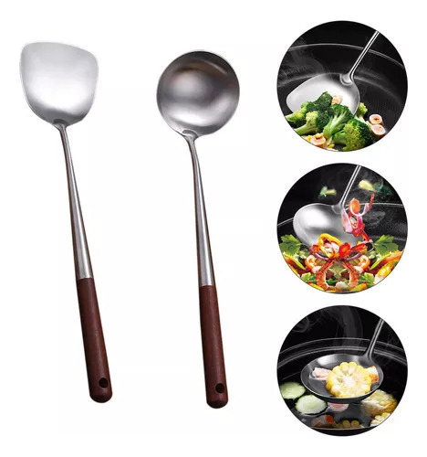 Cucharones De Sopa Chinos Con Pala Plana Para Huevos De Acer