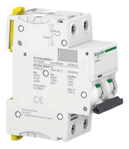 Disjuntor Mini Din Bipolar 40A Curva C 6ka 230/400v