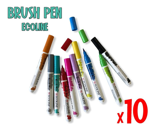 10 Marcadores D Acuarela Liquida Ecoline Brush Pen Rotulador | Envío gratis