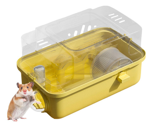 Jaula Para Hámster, Transparente,, Con Amarillo
