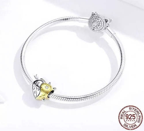 Charm Plata .925 Corazon Con Angel Y Demonio