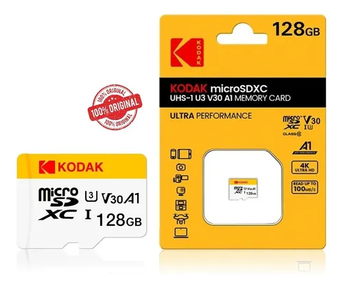 Memoria Micro Sd Xc Kodak 128 Gb Uhs-1 U3 V30 A1 Clase 10
