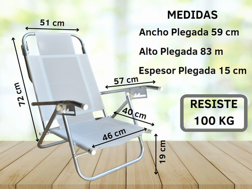 Imagen 3 de 8 de Reposera Aluminio 5 Posiciones Baja Kit X2- Disentino®