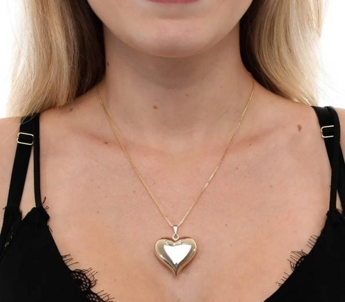 Imagem 2 de 5 de Colar Cordao Feminino 0,80 Com Coração Liso Folheado A Ouro