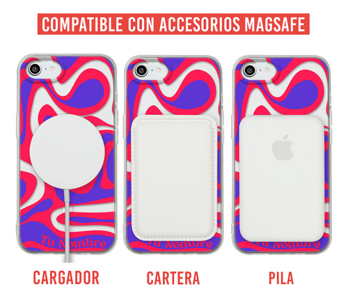 Funda Para iPhone Magsafe Tu Nombre Para Mujer Curvas Rojas