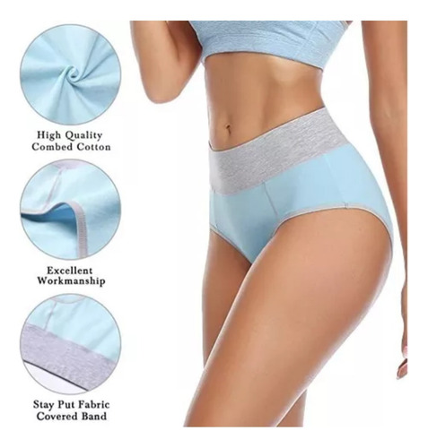 Calzoncillo Mujer Cintura Alta Braga Cómoda Algodón 5 Piezas