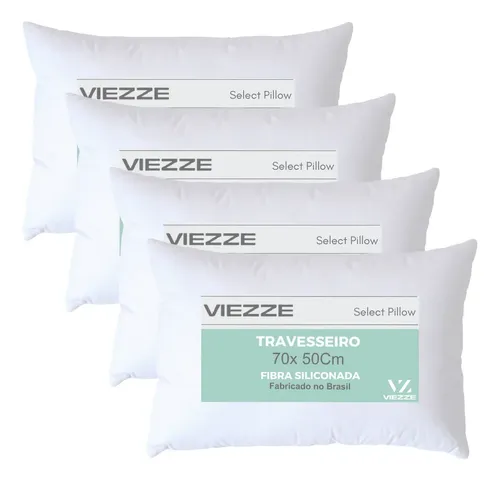 Kit 4 Travesseiros Select Premium Luxo Fibra Antialergica Branco