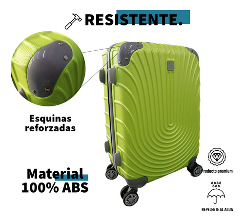 Juego Set Maletas De Viaje 10 Kilos Carry On Maletas Chicas Verde Fosfo Y02