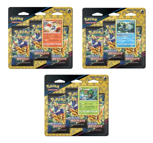 Blister Triplo Pokémon Espada e Escudo 13: Realeza Absoluta - Cinderace  Card Games Colecionáveis