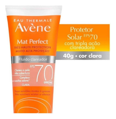 Protetor Solar Avène Mat Perfect Fluido Clareador Fps 70 40g