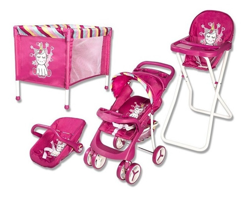 Imagen 2 de 6 de Coche De Muñecas 4 Piezas Unicornio Bebesit
