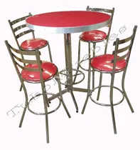 Comprar Set Mesa Periquera Redonda Moldura Aluminio\u002F 4 Bancos