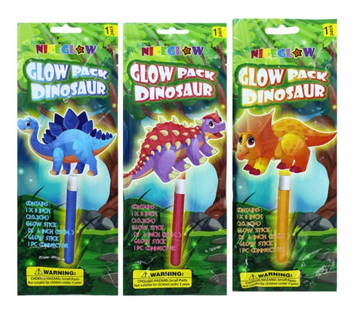 3 Dinosaurios Barra Neon Plegable 20.3cm Glow Fiesta Cumple