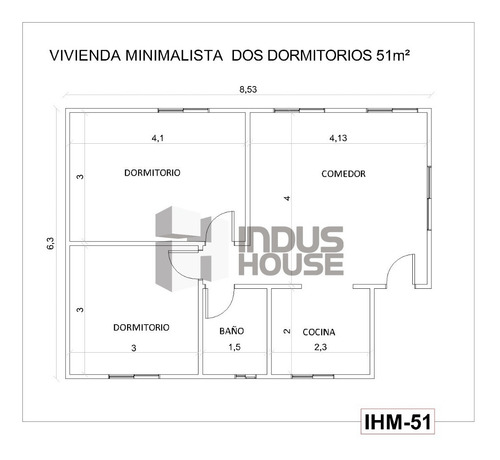 Imagen 5 de 10 de Vivienda Dos Dor Pre Fabricada Ihm-51 Estilo Minimalista