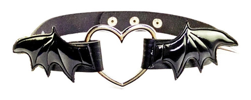 Gargantilla Cuero Collar Corazón Acero Inoxidable Gótico B