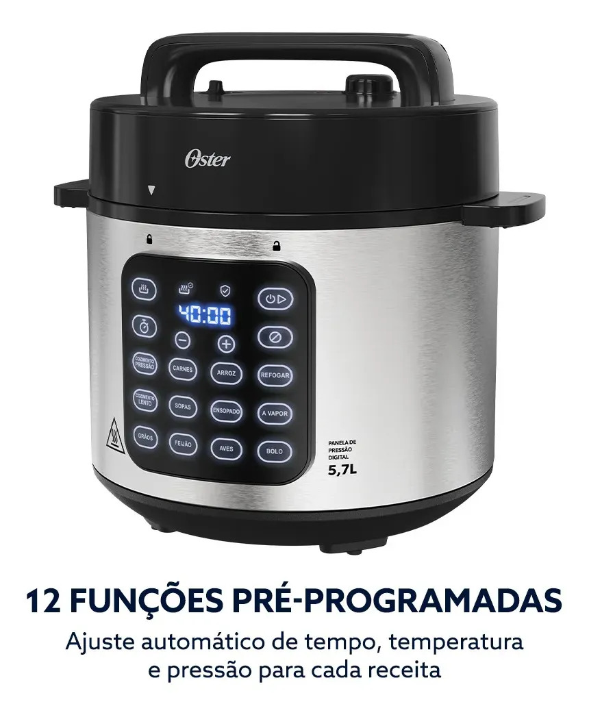 Panela Pressão Elétrica Multifunções Oster 5.7l Opan930-127 Inox 60