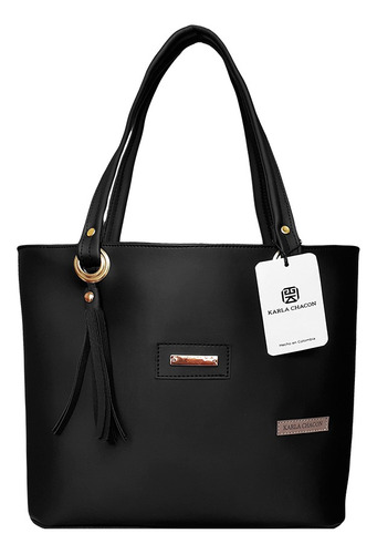 Bolso Dama Cartera Mediana Regalo Mujer Marca Karla Chacon Color Negro