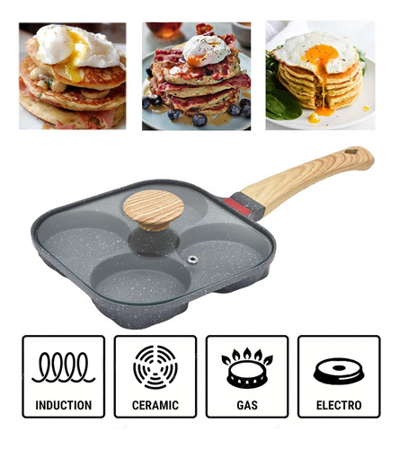 Mihunter Sartén Para Huevos Con Tapa,4 Tazas Sartén Antia...