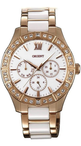 Reloj Orient Mujer Fsw01001w0 Cerámica Blanco Y Rosé 