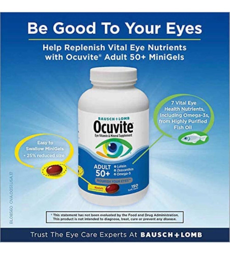 Ocuvite Adulto, 150 Caps. Salud Ocular, Luteina, Zeaxantina,
