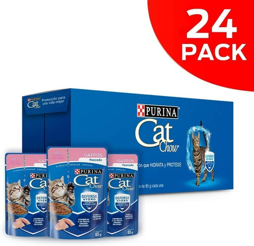 Pack X24 Alimentos Cat Chow Defense Hydro De Pescado 85g C/u