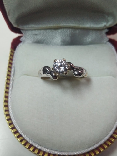Anillo Oro 18k 2 Zirconias 8 Puntas Compromiso Kendra Joyas
