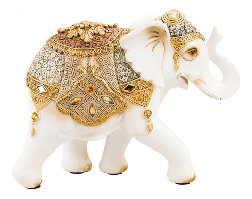 Estátua Elefante Branco Realista Enfeite Decoração Sala Luxo