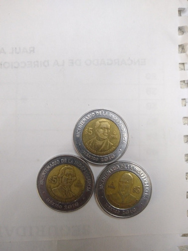 Moneda 5 Pesos Conmemorativa  Francisco Xavier Mina Y 2 Más