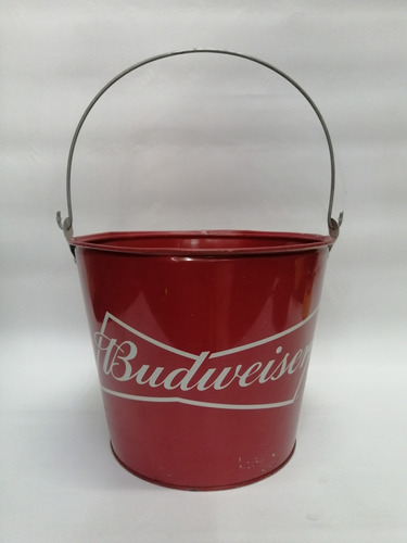 Balde Hielera Metal Budweiser Pintado Sobre Lamina U.s.a 