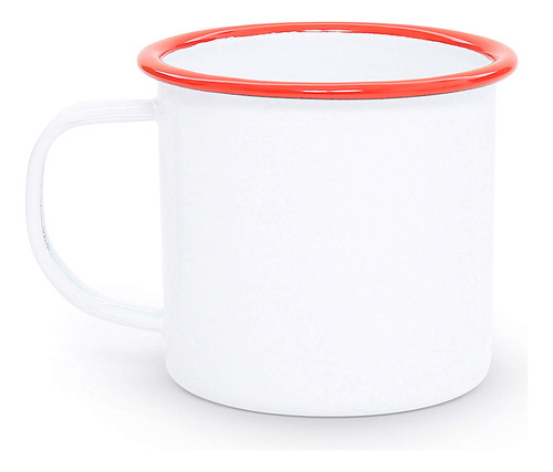 Taza Esmaltada 12 Oz, Vintage Blanco/rojo (set De 4)