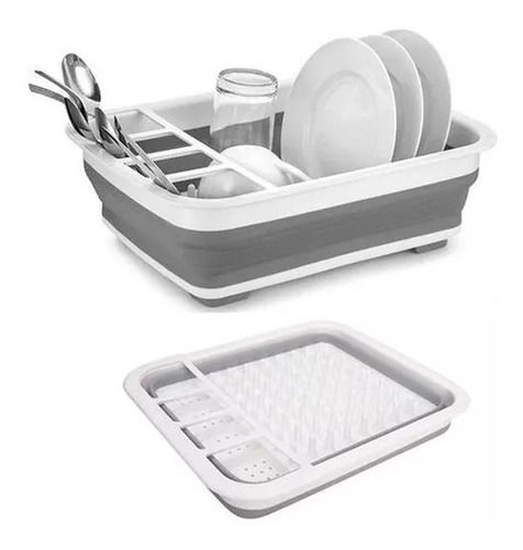 Imagen 6 de 10 de Escurridor Platos Seca Plato Plegable Plastico Y Silicona