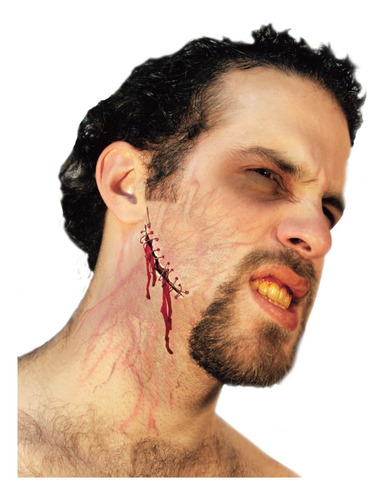 Aplicación Cicatriz En Cara Con Pegamento Látex Terror