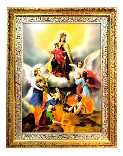 Cuadro Virgen Del Carmen Con Las Animas 90x70 Cm