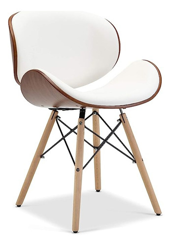 Silla Eames Premium Madera Y Cuero Anatomica Oficina Living