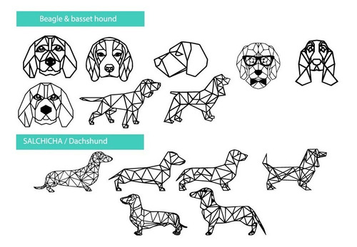 Pack Vectores Figuras Geométricas Raza De Perro Corte Láser