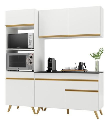 Cozinha Compacta C/ Armário Mp3694 Veneza Gw Multimóveis Bca Cor Branco