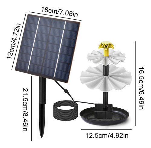 Fuente De Baño Solar Para Pájaros, Bomba De Agua Solar Sin B